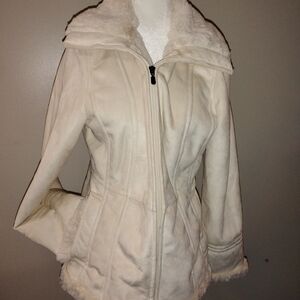Women's Cream Faux-Shearling Zip Jacket